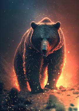 Bear in fire