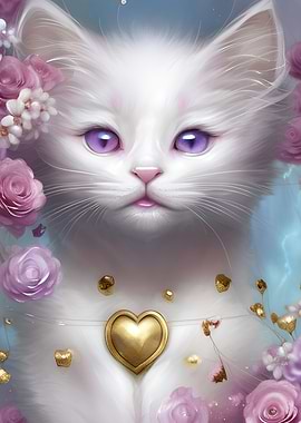 Cute White Kitten Portrait