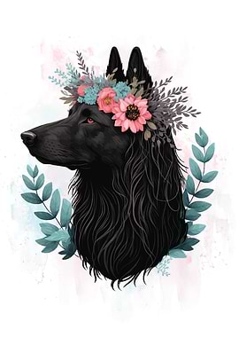 Black Sheepdog Watercolor