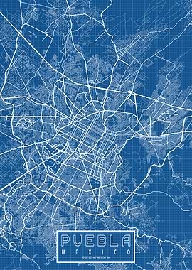 Puebla City Map Blueprint