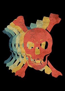 Skull With Bones Retro