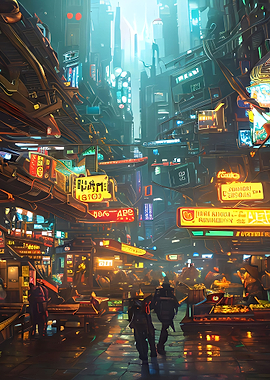 Beautiful Cyberpunk Market