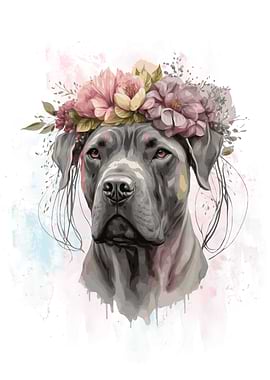 Floral Cane Corso Painting