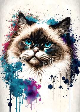 Ragdoll Cat Watercolor