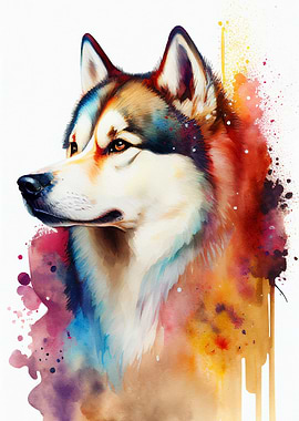Husky Dog Colorful