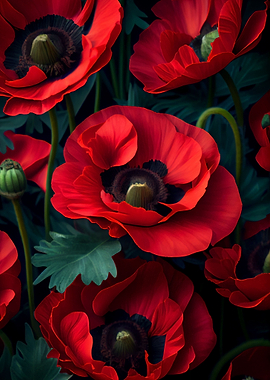 Red Poppies Background