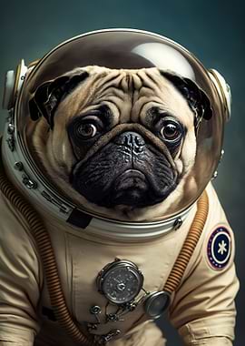 space dog pug astronaut