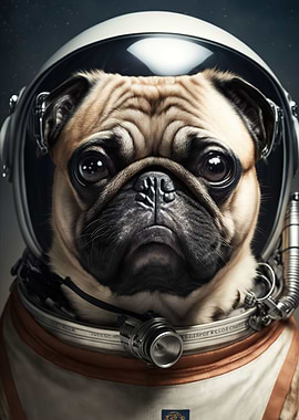 cute pug space dog
