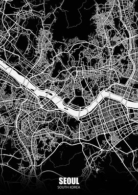 Seoul South Korea Dark Map