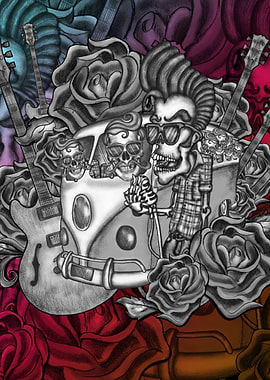 Classic car and skull