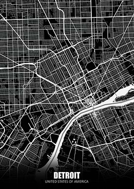 Detroit USA Dark Map