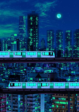 Skyscraper neon aesthetic