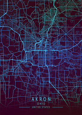 Akron Ohio USA City Map