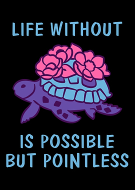 Turtle art flowers marine