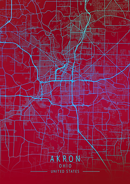 Akron Ohio USA City Map