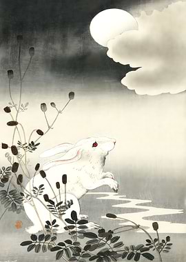 Ukiyo e White Rabbit