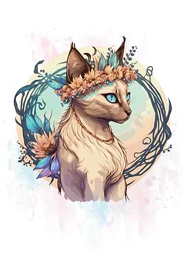 Balinese Cat Watercolor