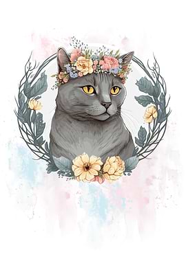 Chartreux Cat Painting