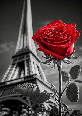 Red Rose Eiffel Tower