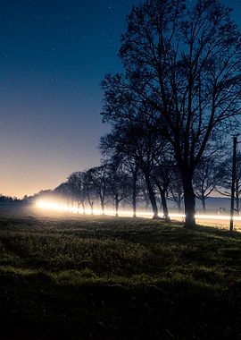 Trail of light at night