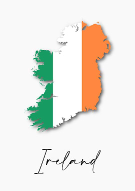 Ireland Country Map Flag