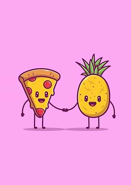 Cute Pizza Shaking Hands