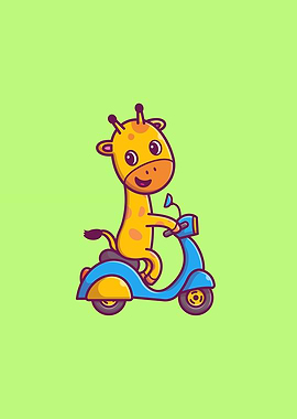 Cute Giraffe Riding Bike