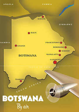 Vintage map of Botswana