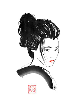 geisha with lipstick