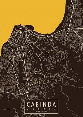 Cabinda City Map Pastel