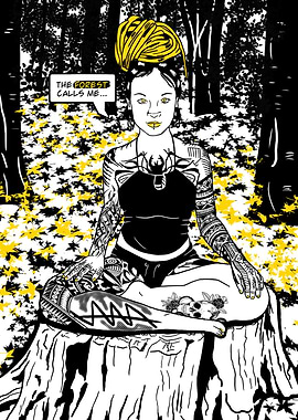 Sexy Comic girl in forest