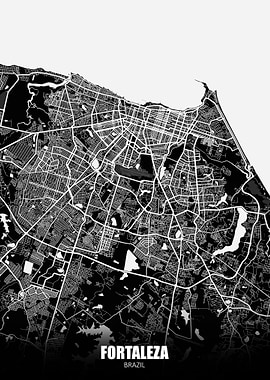 Fortaleza Brazil Dark Map