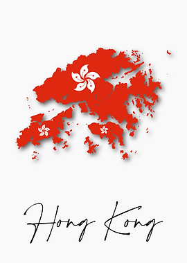Hong Kong Country Map Flag
