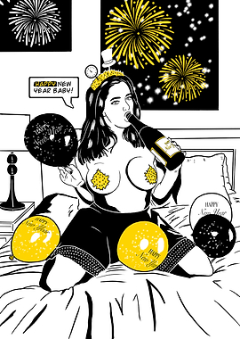 Comic girl new years eve