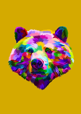 Colorful bear head