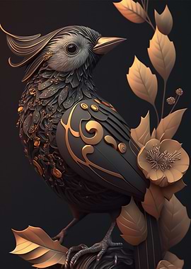 Fantasy Bird with Flower