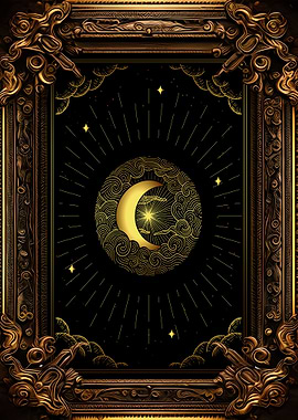 Tarot moon in the clouds