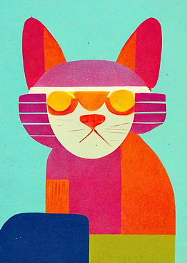 The Rave Cat Retro Poster