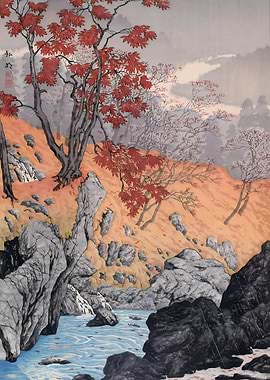 Ukiyo e Red Leaves