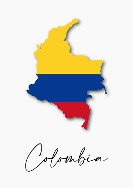 Colombia Country Map Flag