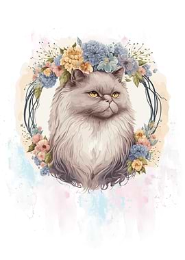 Watercolor Persian Cat