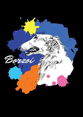 Borzoi Borzoi Colorful Dog