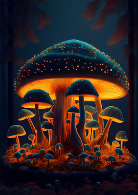 Fluorescent fungus forest
