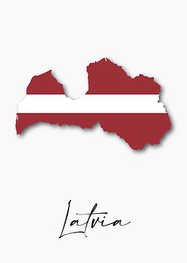 Latvia Country Map Flag