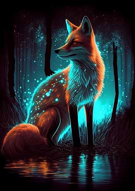 Fox Night Forest