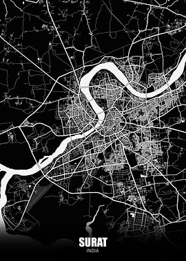 Surat India Dark Map