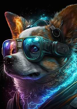 Cyberpunk Corgi Dog
