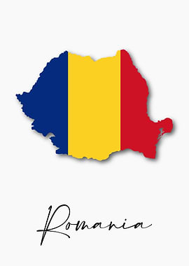 Romania Country Map Flag