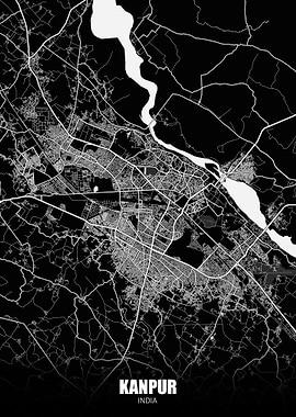 Kanpur India Dark Map