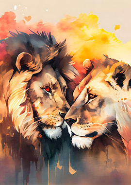 Majestic Love Lion Couple